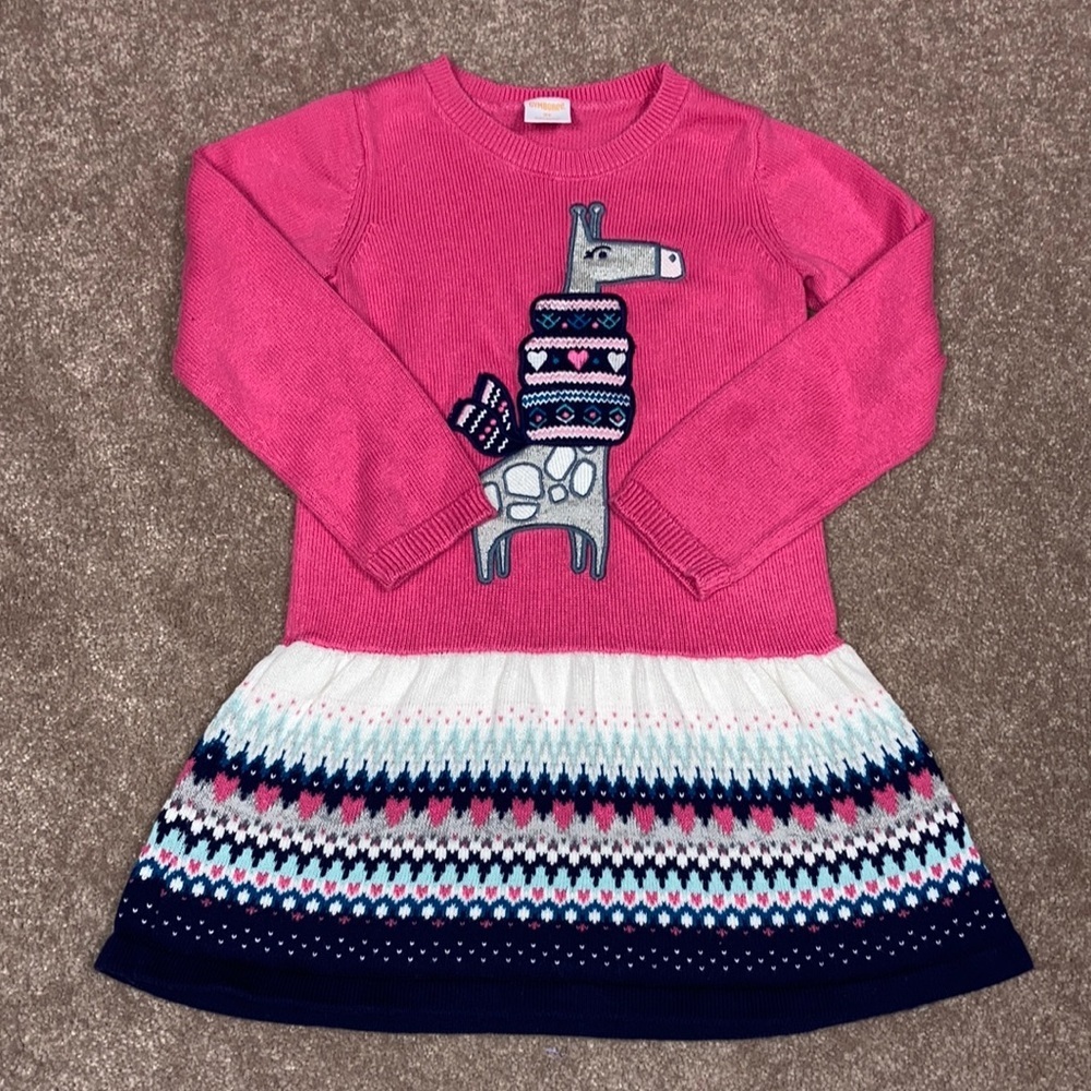 Gymboree 3t knit giraffe fair isle sweater dress